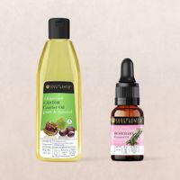 Soulflower Coldpressed Castor Oil For Hair & Skin(225ml) & Soulflower Rosemary Essential Oil(15ml) Combo