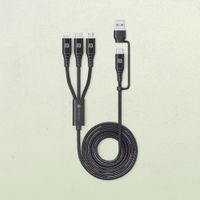 Portronics Konnect J9 3-In-1 (Type C + 8Pin(Lightningapple) + Micro Usb) With 3.0 A Fast Charge 1.5M Cable Length(Black)