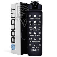 Boldfit Water Bottle With Motivational Time Markers 1 Litre - Black