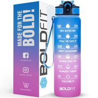 Boldfit Water Bottle With Motivational Time Markers 1 Litre - Fuchsia Blue