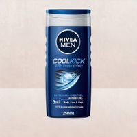 Nivea Men Cool Kick with Refreshing Icy Menthol Shower Gel for Body Face & Hair