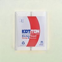 Kotton Kitchen Towel 3 Ply - 100% Virgin Pulp/Paper, 80 pulls pack of 2