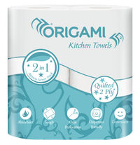 Origami 2 Ply Kitchen Tissue Paper Roll - 60 Pulls Per Roll