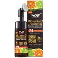 Wow Skin Science Brightening Vitamin C Foaming Face Wash With Built-In Face Brush For Deep Cleansing - No Parabens Sulphate Silicones & Color