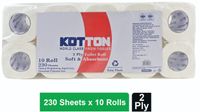 Kotton Toilet Roll - 2 Ply -100% Virgin Pulp/Paper, Pack of 10 ,230 sheets