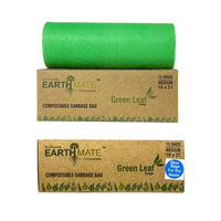 Earthmate Green Leaf Garbage Bags - Compostable Medium , Green & Blue combo (19 x 21 Inches)