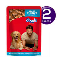 Drools Adult Wet Dog Food, Real Chicken and Chicken Liver Chunks in Gravy 150 gms Combo