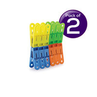 Verna Plastic Cloth Hanging Clips Set of 12 Pieces 12 pc  X 2 Combo