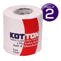 Kotton Toilet Roll - 2 Ply -100% Virgin Pulp/Paper, single pack 400 sheets 1 pc  X 2 Combo