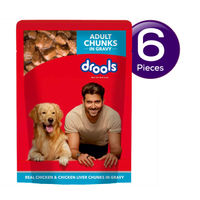 Drools Adult Wet Dog Food, Real Chicken and Chicken Liver Chunks in Gravy  150 gms Combo