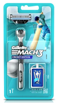 Gillette Mach 3 Cricket Edition Manual Razor With a Styling Back Blade