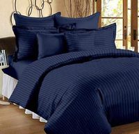 Blue Striped Double Bedsheet With 2 Pillow Covers