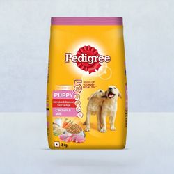 Pedigree puppy chicken sale and milk 3kg