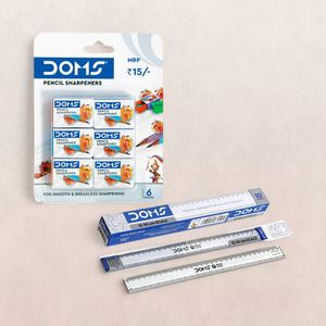 Doms Pencil Sharpener Blister(6pc) & Doms Q 30 Cm(1pc) Combo