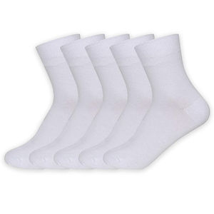 Supersox Kid's Combed Cotton Plain Ankle Length School Socks (White, 11 - 12 yrs) Pack of 5