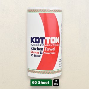 Kotton Kitchen Towel 2 Ply - 100% Virgin Pulp/Paper, 60 pulls