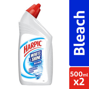 Harpic White and Shine Disinfectant Toilet Cleaner Bleach 500 ml Combo