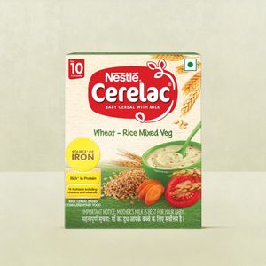Nestle Cerelac Baby Cereal with Milk, Wheat - Rice Mixed Veg, From 10 to 24 Months, Stage 3, Source of Iron & Protein