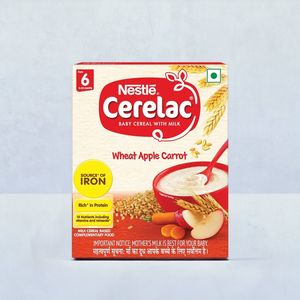 Nestle Cerelac Baby Cereal with Milk , Wheat Apple Carrot ,Stage 1, From 6 to 24 Months , Source of Iron & Protein
