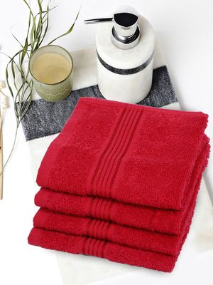 Bianca Face Towel Soft Red (Set of 4)- 30cm x 30cm