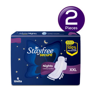 Stayfree Secure Nights Cottony Soft Comfort Sanitary Pads 6 pc  X 2 Combo