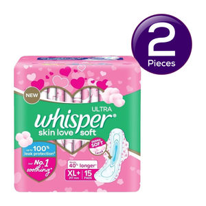 Whisper Ultra Soft XL+ Sanitary Pads 15 pc  X 2 Combo