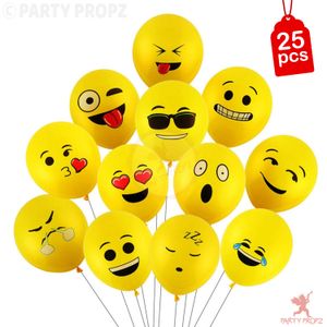 Printed Face Expression Latex Rubber Balloon, 25 Pcs Emoji Balloons (Yellow)