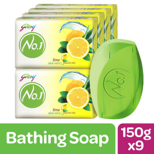 Godrej No.1 Lime & Aloe Vera High TFM (Grade 1 Soap) Long-Lasting Fragrance Pack of 9