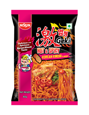 Korean Nissin Geki Hot & Spicy Korean Instant Noodles Kimchi Flavor Veg