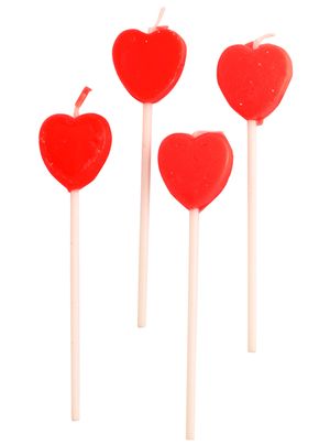Heart Stick Candles - Assorted Color 