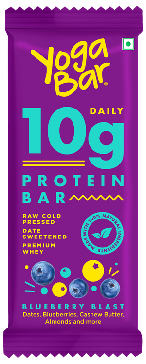 Yoga Bar 10g Protein Bar Blueberry Blast,Protein Rich Energy Bars with Premium Whey, Dates,Vitamins
