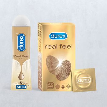 Durex Real Feel Condom (10pc) + Long Lasting Lube (50ml) combo