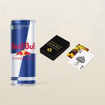 Red Bull Energy Drink(1l) & Plastic Playing Cards Black Box Premium(1pc) Combo