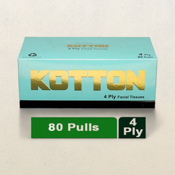 Kotton Facial Tissues Box - 4 Ply -100% Virgin Pulp/Paper, 20 cm * 20 cm 80 pulls Box