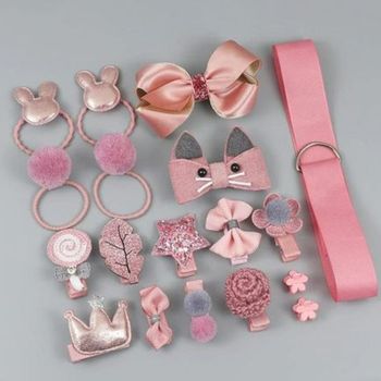 YouBella Jewellery Hair Clip Set For For Girls - Pink