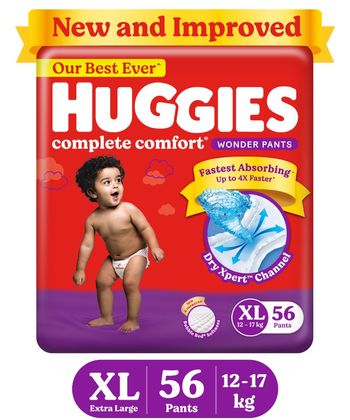 Huggies Complete Comfort Wonder Pants, India's Fastest Absorbing Diapers | XL Size