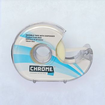 Chrome 9025 Invisible Tape - Polyvinyl Chloride White Tape with Dispenser | 18 mm x 35 m