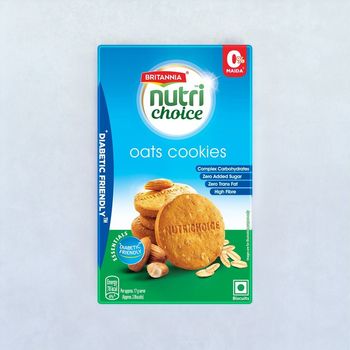 Britannia NutriChoice Essentials Oats Cookies, 0% Added Sugar, Zero Trans Fat, High Fibre