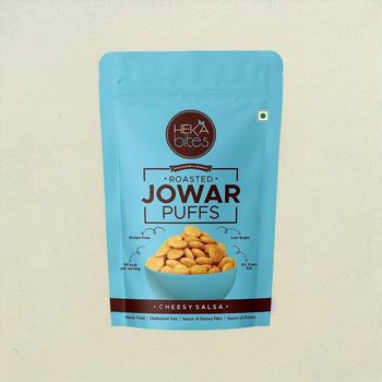 Heka Bites Roasted Jowar Puffs Cheesy Salsa - Low Calorie & Healthy Snacks