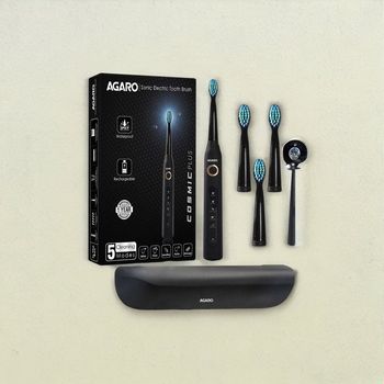 AGARO COSMIC PLUS Sonic ElectricTooth Brush For Adults With 5 Modes, 5 Brush Heads Power Toothbrush