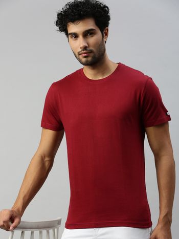 Actimaxx Men Solid Round Neck Pure Cotton Tshirt Assorted, Size Xl