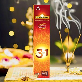 Mangaldeep 3 In 1 Incense Sticks / Agarbatti - Charcoal Free With Long Lasting Fragrances