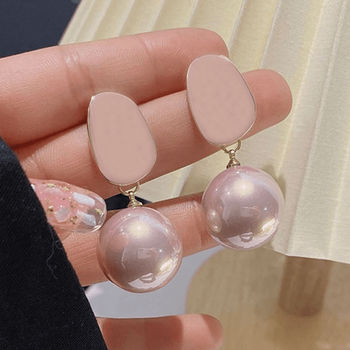 Jewels Galaxy Gold Plated Faux Pearl Enamelled Drop Earrings