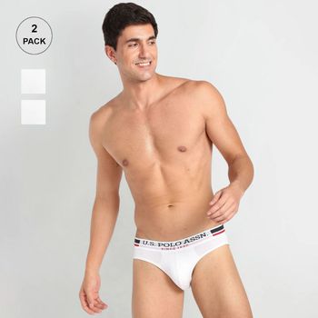 U.S. Polo Assn. | Elasticized Waist Pure Cotton I006 Briefs - Pack Of 2 | Men|White | L