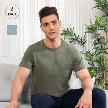 U.S. Polo Assn. | Tonal Logo Cotton IYAL Lounge T-Shirt - Pack Of 2 | Men's | Grey and Green | XL