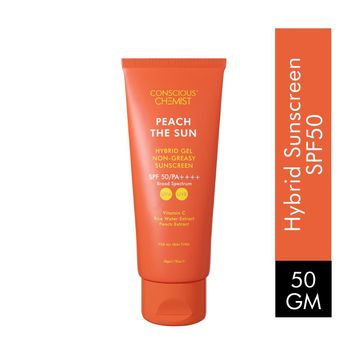 Conscious Chemist Peach The Sun Hybrid Lightweight Gel Sunscreen Spf50 Pa++++ With Vitamin C