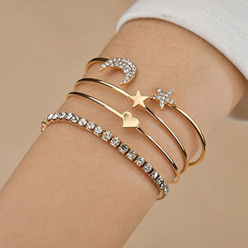 Jewels Galaxy Women Gold-Plated Set Of 4 Cuff Bracelets