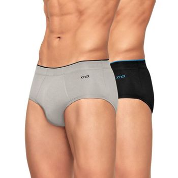 XYXX Men's Underwear Micro Modal Brief-Xl (Black + Heather Grey)