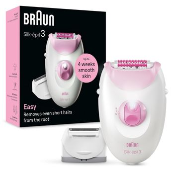 Braun Silk Epilator Se 3031 For Long-Lasting Hair Removal From Roots,White & Pink