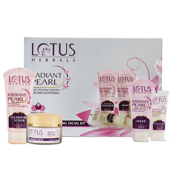 Lotus Herbals Radiant Pearl Cellular 5 In 1 Facial Kit With Pearl Extracts & Green Tea